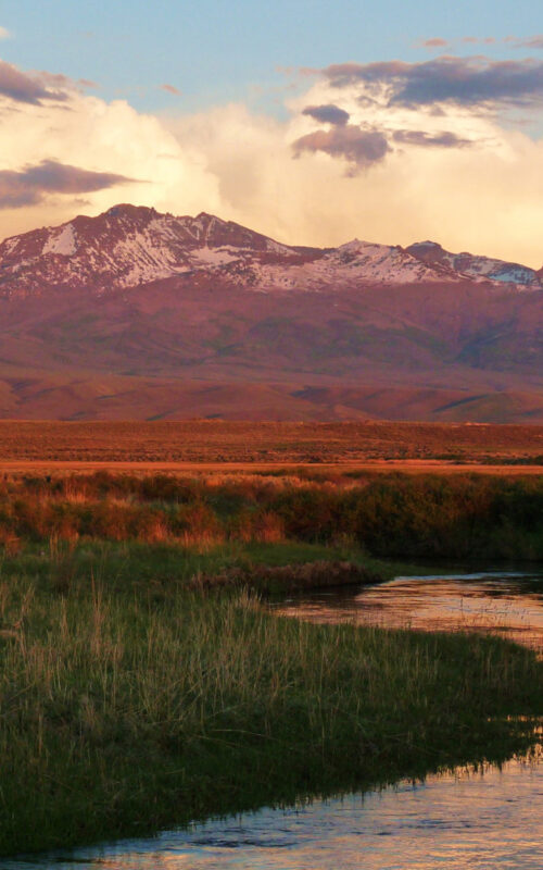 Ruby Mountains are illuminated by alpenglow